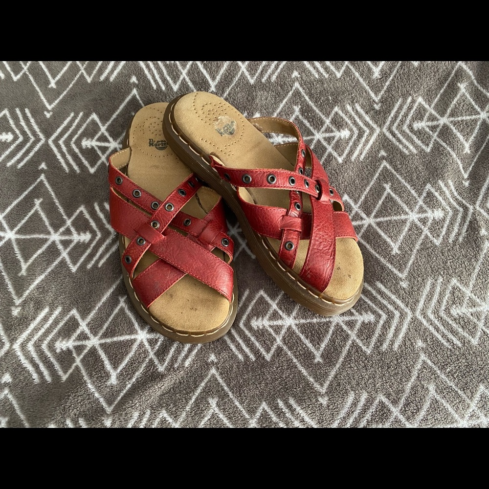 Dr martens red platform sandals